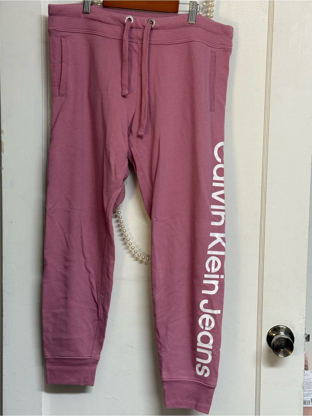 Calvin Klein Jeans Women Pink Logo Joggers L